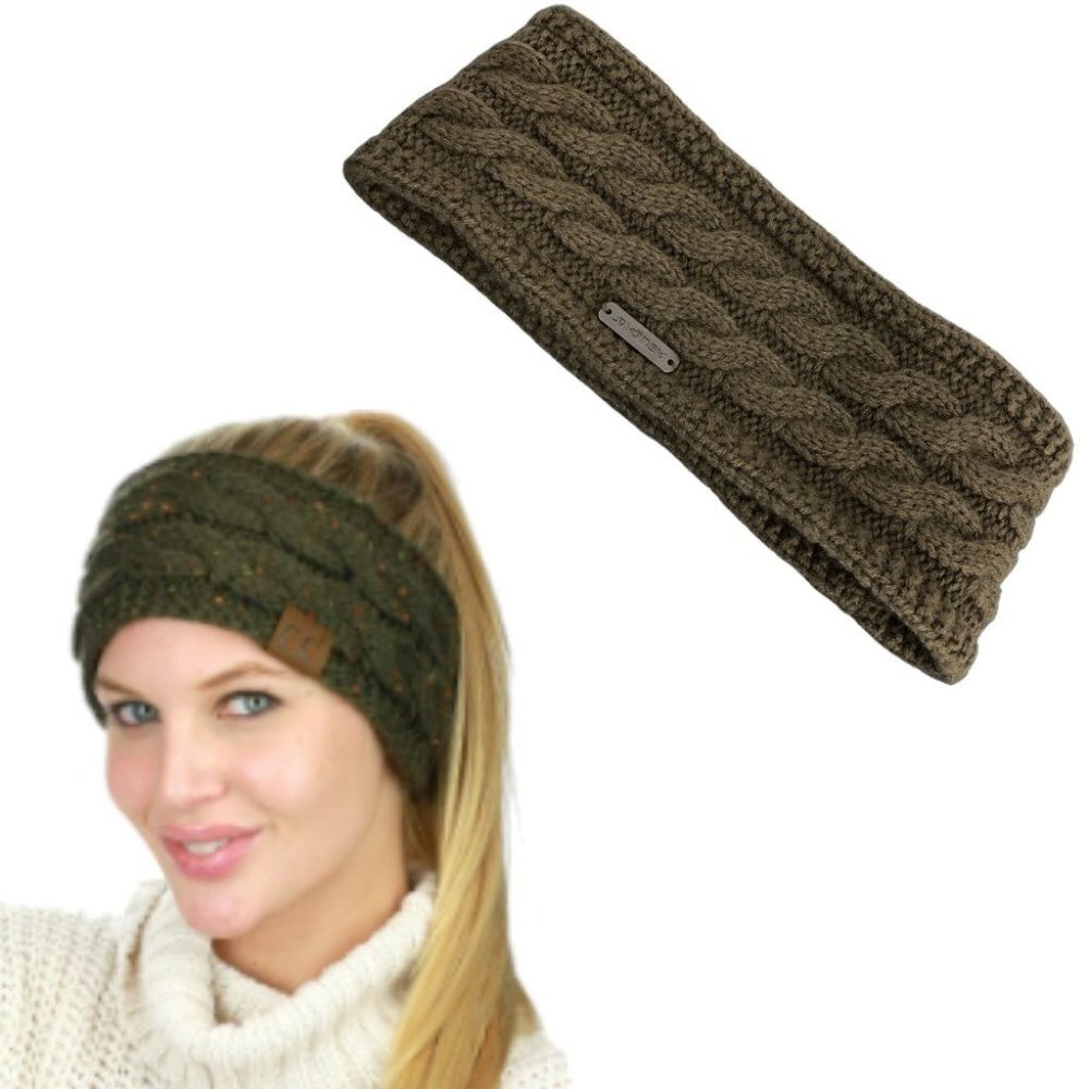 Snotek Green-tinted Brown Knit Earwarmer Headband OS